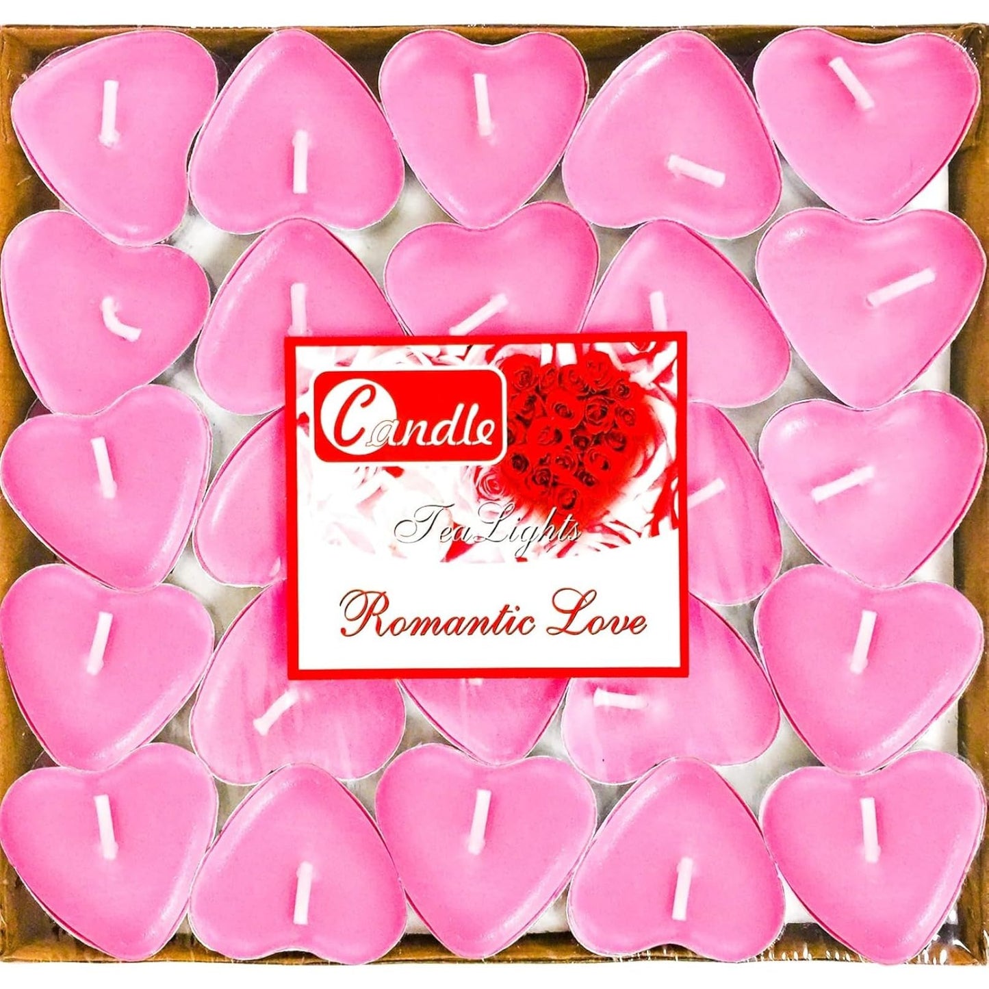 IJRPLM 50 Pack Heart Shaped Tealight Candles, Romantic Love Unscented Tea Lights Candles, Dripless & Long Lasting Smokeless, Mini Tealight Candle for Wedding Party Home Decor, Pink