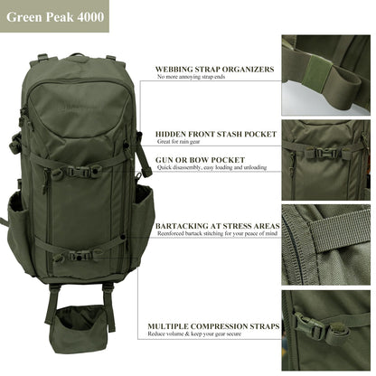 JOMAILIEEL Hunting Backpack for Men, 40L Waterproof Silent Pack with Rifle Holder and Bow Carry System, Rain Cover, Durable UTX Buckles and YKK Zippers