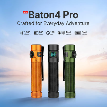 OLIGHT Baton4 Pro EDC Flashlight Rechargeable Bundle Oclip Pro EDC Flashlight Clip-on Light