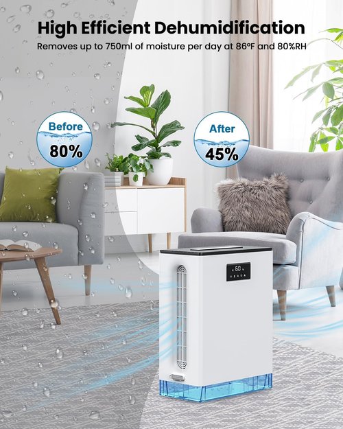 BIZEWO Dehumidifier - Quiet 980 Sq.Ft Home Unit with 101 Oz Tank, Auto Shut Off & 7 Color Ambient Light
