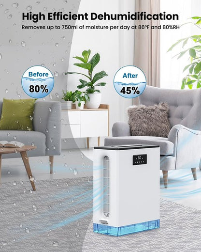 BIZEWO Dehumidifier - Quiet 980 Sq.Ft Home Unit with 101 Oz Tank, Auto Shut Off & 7 Color Ambient Light