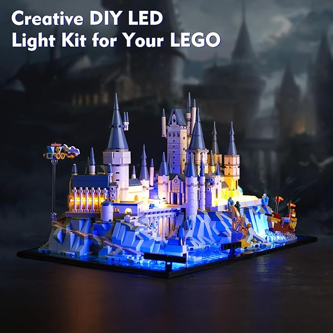VONADO Updated LED Light Kit Compatible with Lego Hogwarts Castle and Grounds 76419 Creative Lighting Set Accessories Compatible with Lego 76419 Building Set (Lights Only No Models)