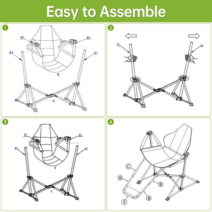 Hammock Swinging Rocking Camping Chairs with Footrest for Adults up to 400lbs,Folding Portable Chair with Cup Holder Pillow,Heavy Duty Chair for Beach,RV Travel,Hiking