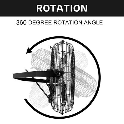 Simple Deluxe 24 Inch Industrial Wall Mount 3 Speed Commercial Ventilation Metal Fan for Warehouse, Workshop, Factory and Basement, Black