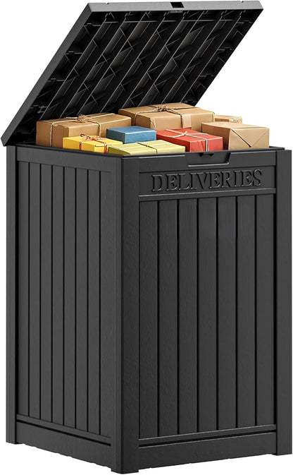 Lockable Package Delivery Box by [Brand Name] - Waterproof Resin Outdoor Storage Solution | 57 Gallon, Black
