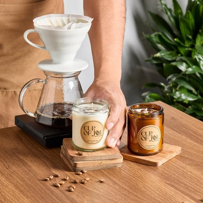 Becky Home 9 oz Coffee Scented Candle, Fresh Espresso Candle, Macchiato Coffee Candles, Large Jar Candles for Women, Gift for Men and Women, Clear Glass