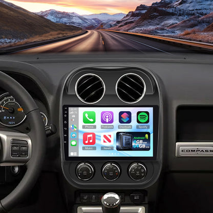 [4+64] Radio for Jeep Compass Patriot 2010 2011 2012 2013 2014 2015 2016, Volxcereo 10 inch Touch Screen Stereo with Carplay/Android Auto, GPS Navigation, Bluetooth, WiFi Hotpots, SWC, FM/RDS Radio