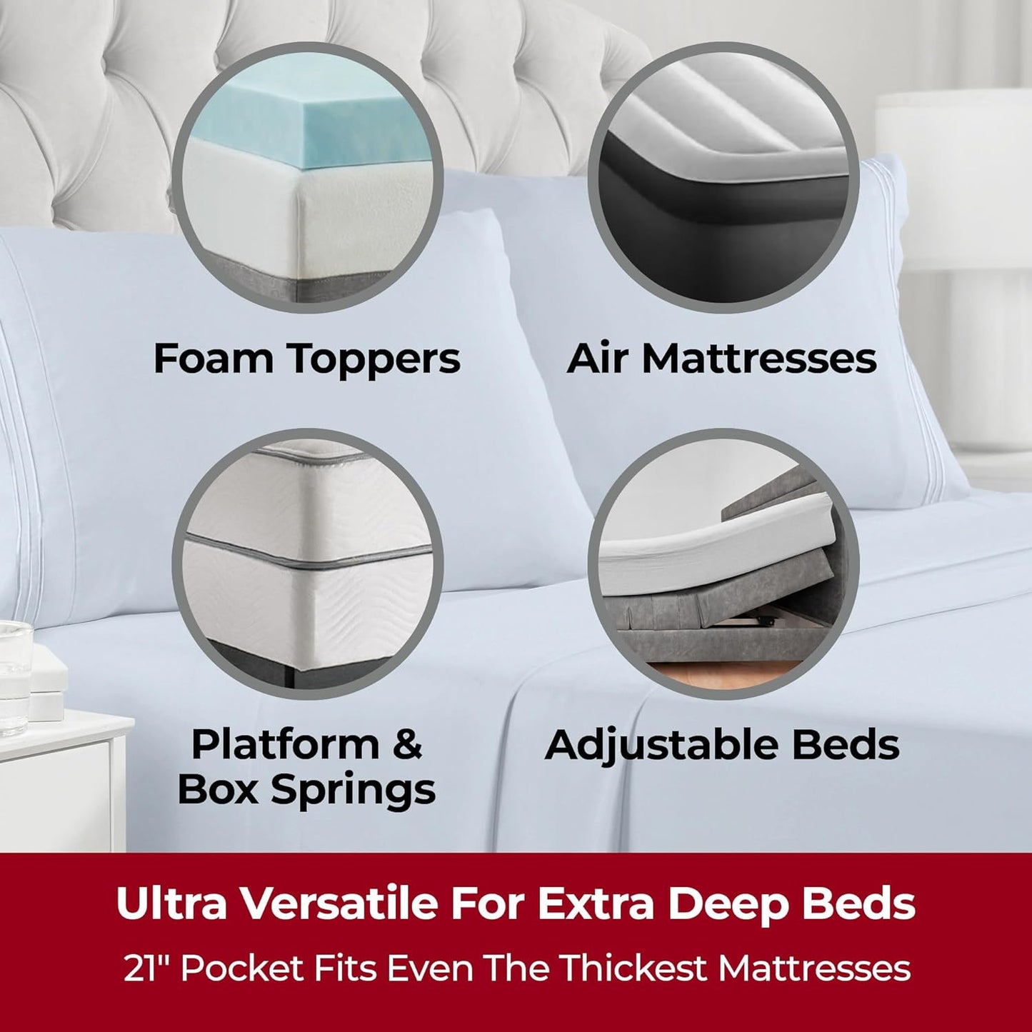 Mellanni Extra Deep Twin XL Sheets - Luxury Cooling Bedding Set - Ultra Soft & Stain Resistant (Blue Hydrangea)