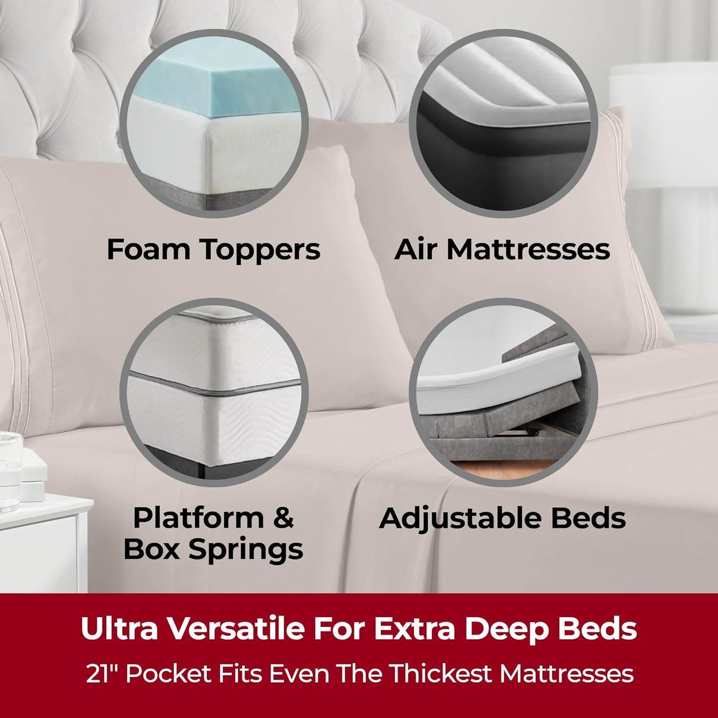 Mellanni Extra Deep Full Sheets - Hotel Luxury Ultra Soft Cooling Bedding - Wrinkle & Stain Resistant (Full, Tan)