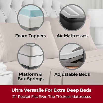 Mellanni Extra Deep Full Sheets - Hotel Luxury Ultra Soft Cooling Bedding - Wrinkle & Stain Resistant (Full, Tan)