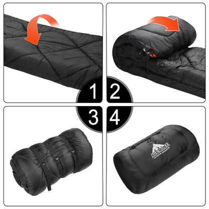 AGEMORE 0 Degree Double Sleeping Bag for Adults, Cotton Flannel Lined 2 Person Queen Size Sleeping Bag for Winter, Double Wide & Warm for Family Couples Camping Or RV Traveling