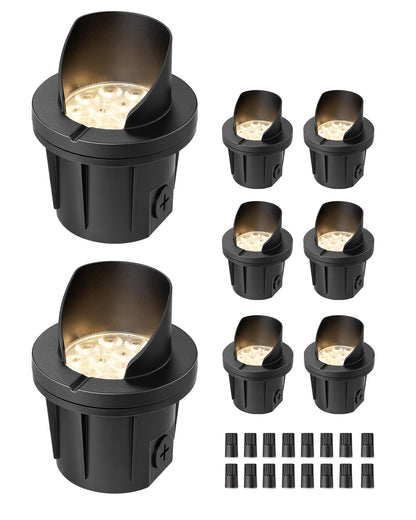 EDISHINE Low Voltage Landscape Lighting, 8W 3000K 515LM, 4in In-Ground Well Lights, IP67 Waterproof, Black, Model HGSL51A