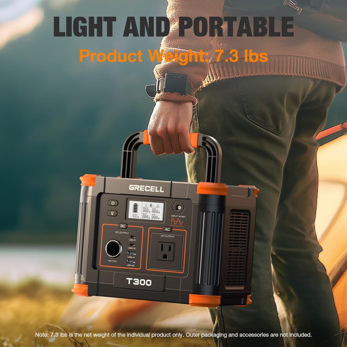 GRECELL Portable Power Station 300W 230.88Wh, Solar Generator with 60W USB-C PD Charging & 110V AC Outlet Backup Battery for Camping Trips Travel & Home Blackouts