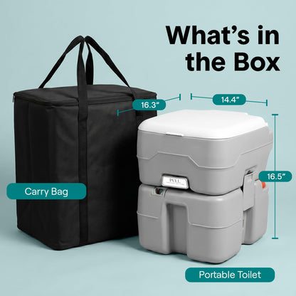 SereneLife 5.2 Gal Portable Camping Toilet For Adults, 100+ Flushes, Porta Potty Camp Toilet with Detachable Waste Tank, Level Indicator, Carry Bag, Suitable for Camping, Hiking, and Boating