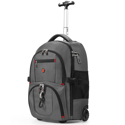 star cloud 21x14x9 Rolling Backpack with Wheels - Water-Resistant, 17.3" Laptop Compartment, Ideal Carry-On for Overnight Travel, College, Work - Wheeled Business Backpack for Adults