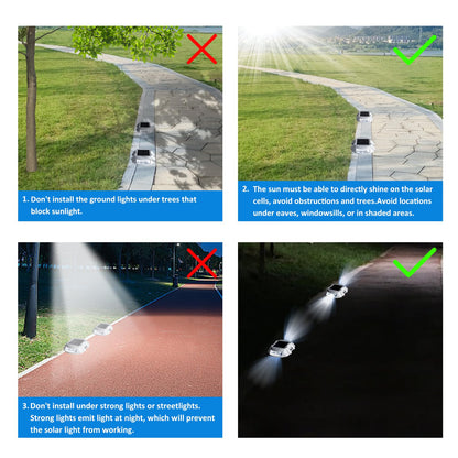 JIGUOOR Solar Deck Lights LED Driveway Lights Solar Powered Dock Light Outdoor IP68 Waterproof Road Markers for Step Sidewalk Stair Boat Garden Ground Pathway Yard (Yellow, 14 Pack)
