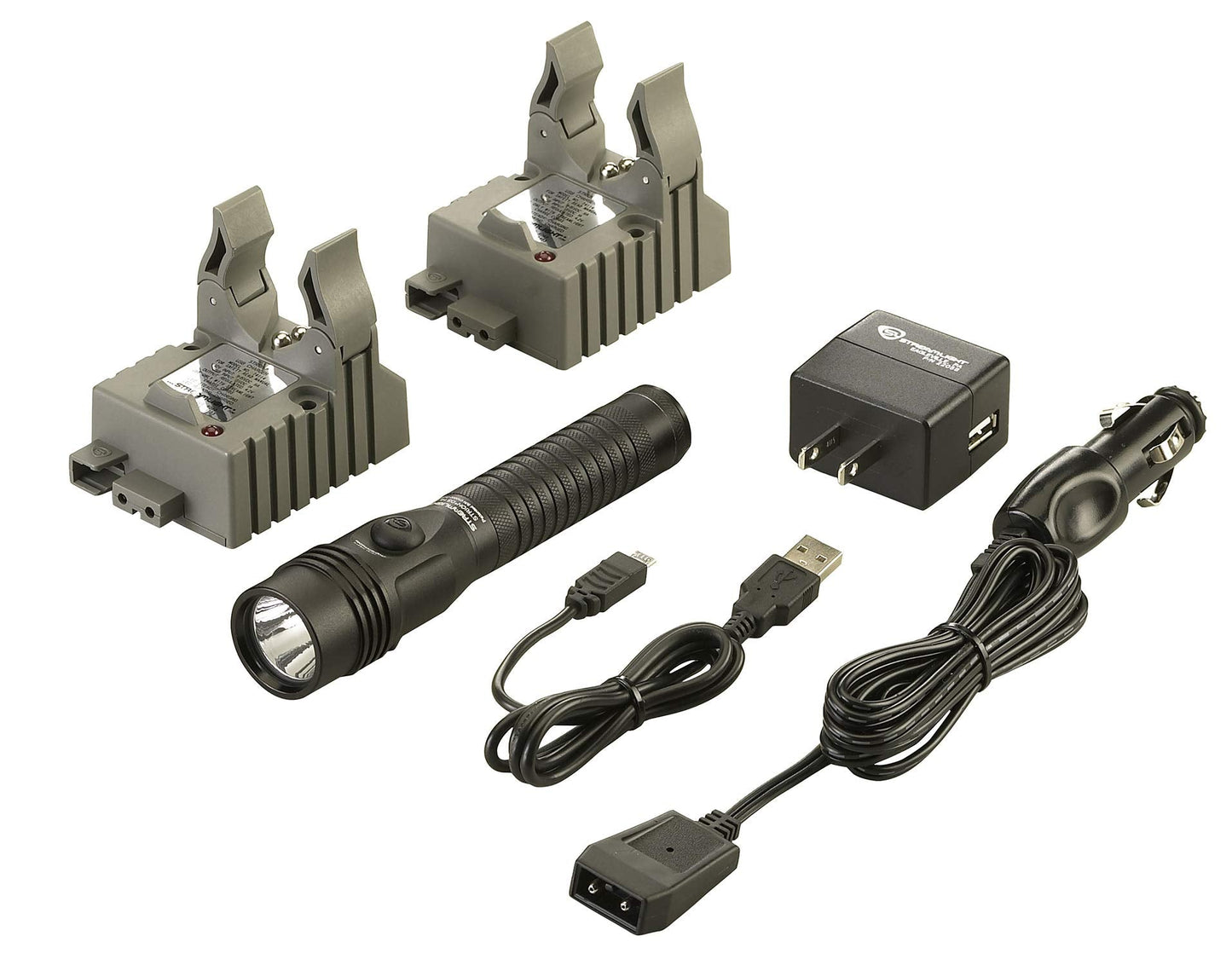Streamlight 74612 Strion DS HL 700-Lumen Rechargeable Flashlight with IEC Type A (120V/100V) AC/12V DC, and 2 Holders, Black