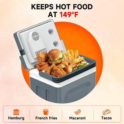 SHAREWIN 25L Portable Electric Cooler & Warmer, Small Refrigerator with Handle, 110V AC and 12V DC Car Fridge, Camping/Outdoor/Travel Cooler for Vehicles & Trucks, Grey