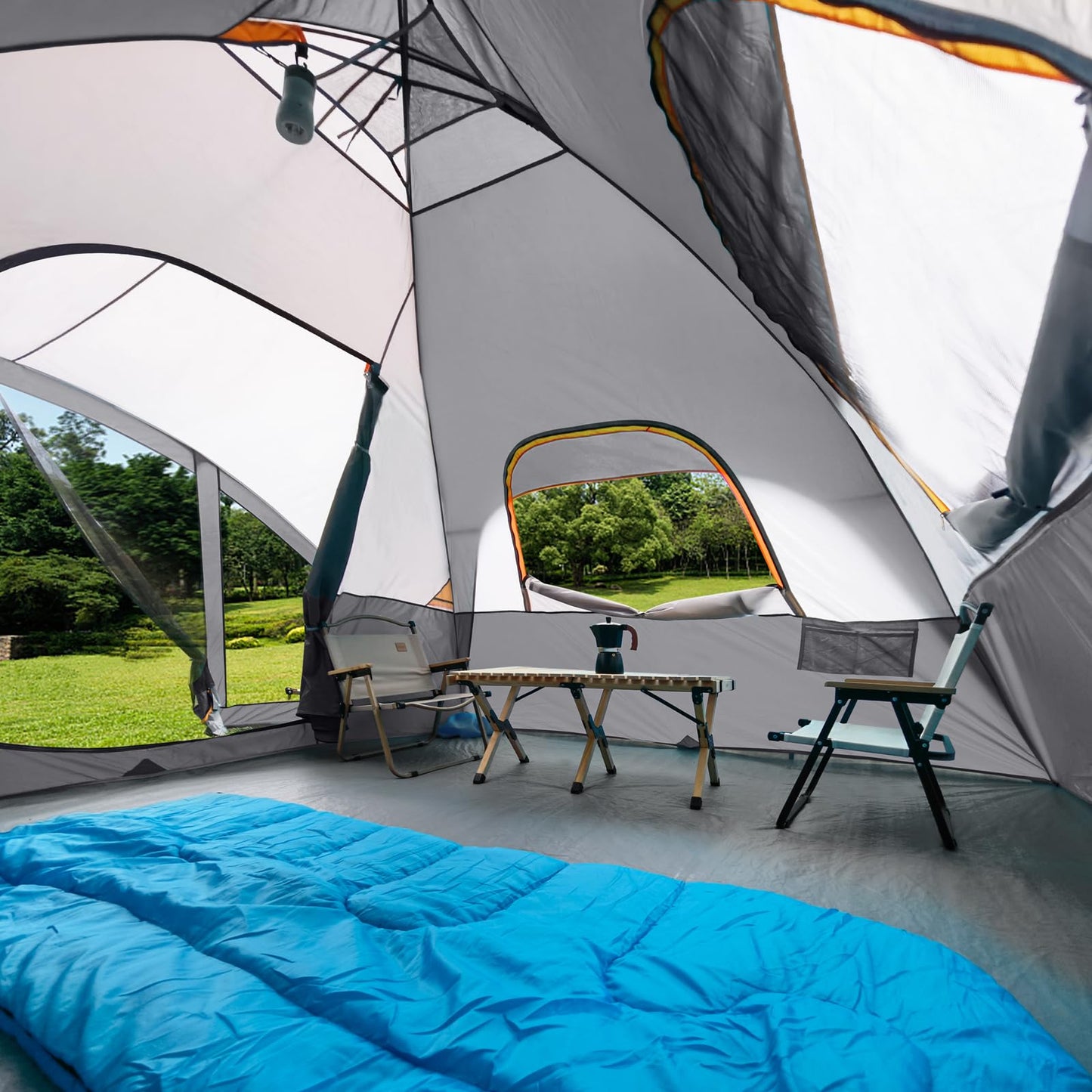 UNP 6 Person Dome Tent with Screen Room, Portable Camping Tent with Screened-in Porch, Dome Tent for Outdoor Camping - 14'x11'x72''(H) (Gray)