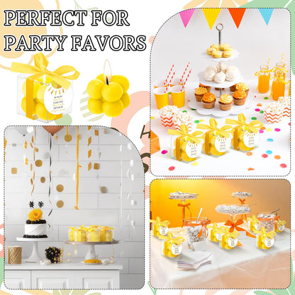MTLEE 24 Sets Sunshine Baby Shower Favors Small Bubble Candle Baby Shower Favors for Guests Tea Candles Bulk with Stylish Ribbons Cards Gifts Party Decorations