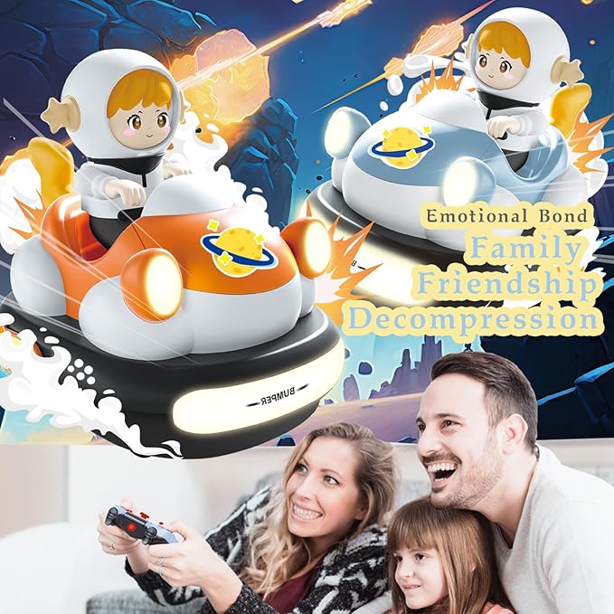 Remote Control Speed Bumper Cars Toy (2 Cars Set) – Rechargeable RC Ejector Cars with Music &amp Lights Fast-Response 2-Player Battle Racing Game for Kids Ages 3–8