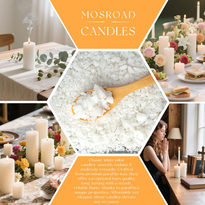 Set of 20 Pillar Candles, Unscented White Wax Pillar Candle with 30 Hours Burn Time, 2x4 Inch, Elegant Decorative White Candles for Weddings, Centerpiece, Home Decor