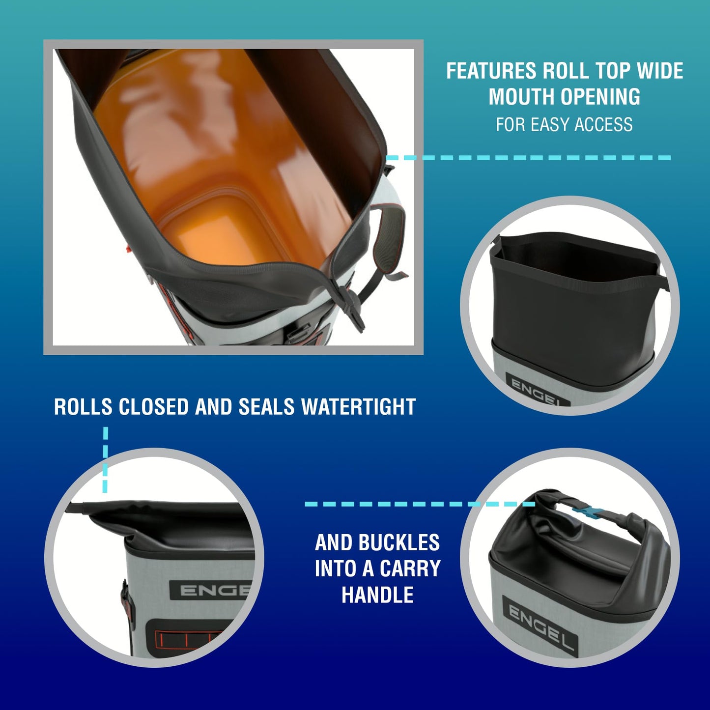 Engel BP25-GSF 25 Quart Roll-Top High Performance Backpack Cooler Dark Gray/Seafoam