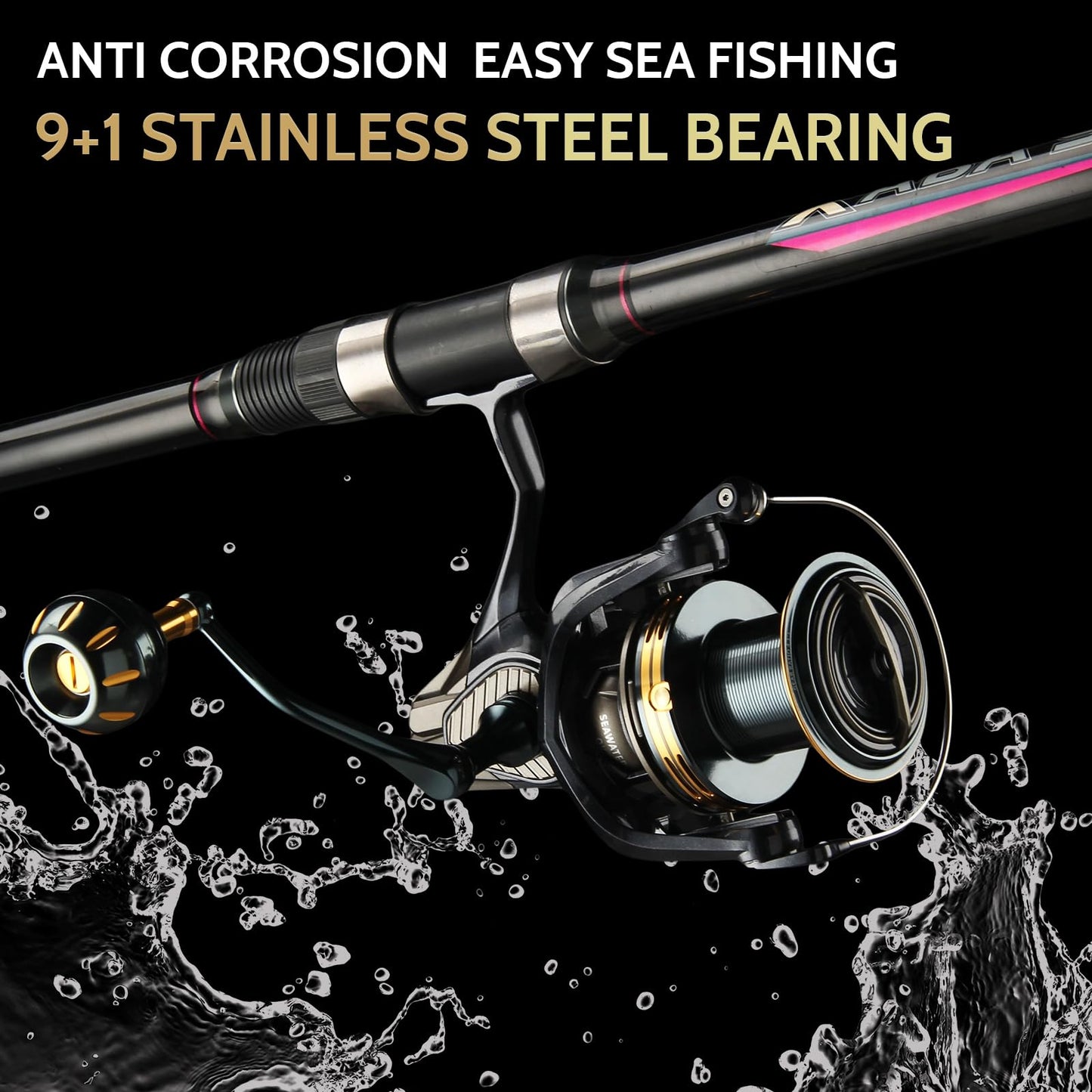 Big Game Surf Spinning Fishing Reel 8000/12000,20KG Drag Power Backlash-Free Bearings,Metal Reel Seat,Zinc Alloy Gear for Saltwater Inshore and Offshore Fishing (SKL, 16000)