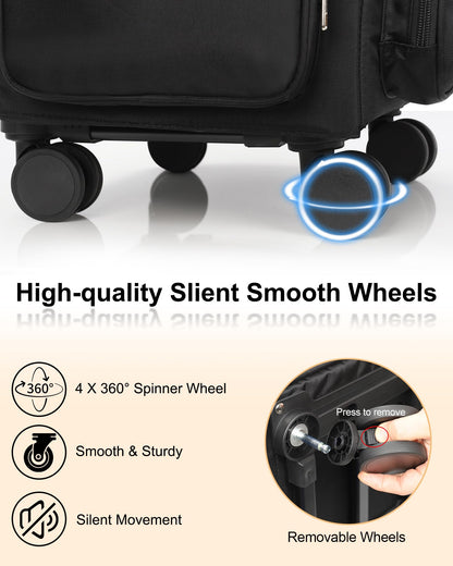 Relavel Rolling Makeup Case, 4 in 1 Hairstylist Traveling Bag Cosmetology Case on Wheels Large Hair Tools Cosmetics Train Case Makeup Artist Storage Organizer Trolley Suitcase with 360° Swivel Wheels