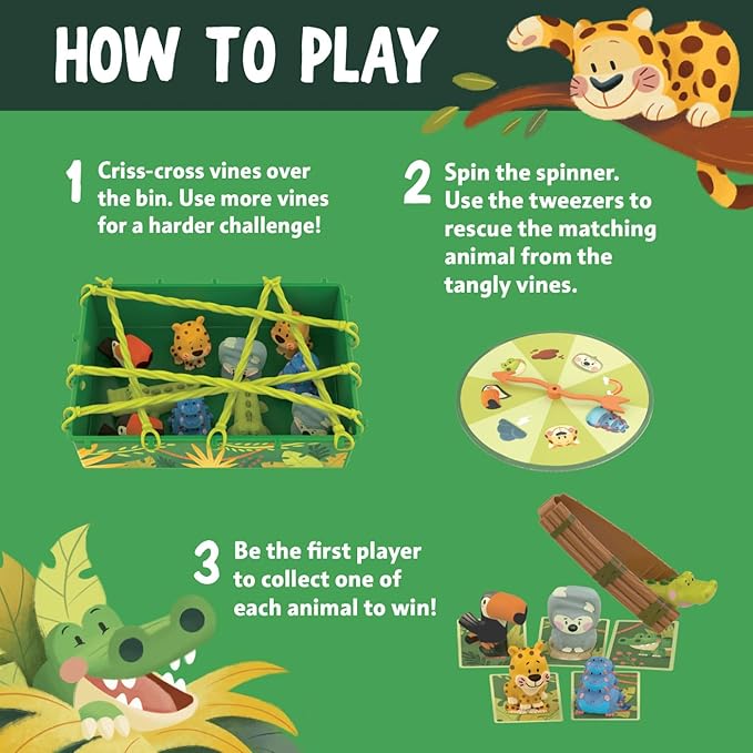 Educational Insights Jungle Rescue - Cute Preschool Board Games for Kids Toddler Fine Motor Skills Animal Matching Games for Toddlers 3-5 2-Players Boys and Girls Ages 3+