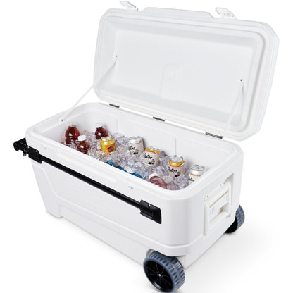 Igloo MaxCold Glide Coolers 110 QT, Insulated Portable Rolling Cooler with Soft Ride Wheels, 168 Can Capacity, Leak-Proof, 5-day Ice Retention