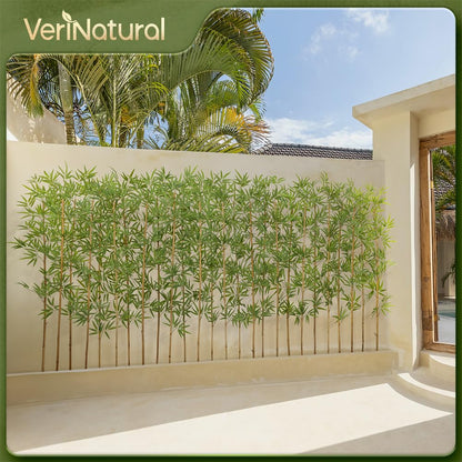 Artificial Bamboo Tree 6Ft Privacy Fence Screen - Real Bamboo Poles & UV-Resistant Faux Leaves for Indoor Outdoor, Fake Plants for Garden, Patio - Balcony Privacy Cover,Decorative Fencing 24Pcs