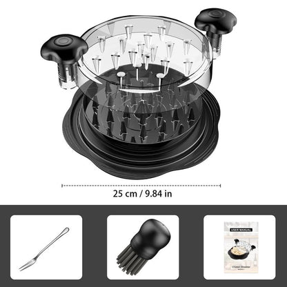 SURETIVIAN Chicken Shredder Large Chicken Breast Shredder Tool Twist with Brush&Fork, Visible Meat Shredder Machine, Strong Anti-Slip Strip, Ergonomic Handle, BPA Free, Suitable for Pork Beef Chicken