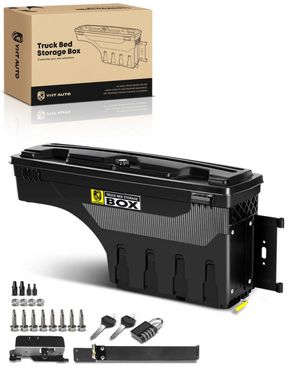 YHTAUTO Truck Bed Storage Tool Box Lockable Fits 2002-2018, 2020-2021 Dodge Ram 1500 2500 3500, 2019-2021 Ram 1500 Classic, Passenger Side, Not Fit Ram Box, Swing Waterproof Wheel Well Toolbox