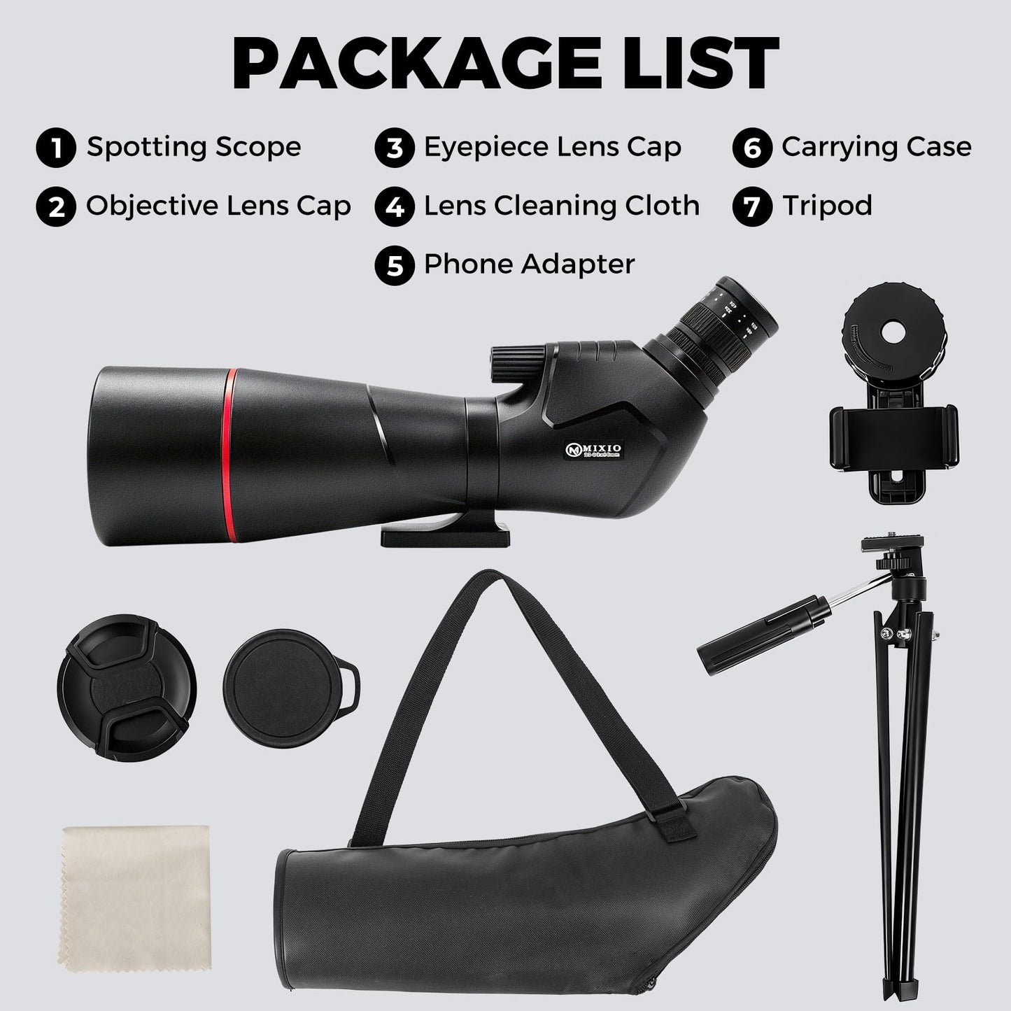 Spotting Scope 20-60x80 with Tripod Carrying Bag&Phone Adapter BAK4 High Definition Waterproof Spotter Scopes Essentials for Hunting Camping Cruise Travel Bird Watching Target Shooting