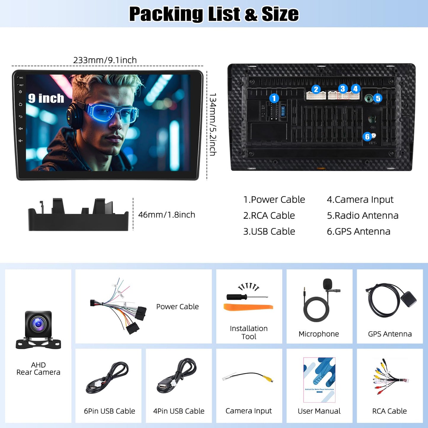 2+64G Car Stereo Radio for Ford Escape/Mazda Tribute 2001-2005 with Wireless CarPlay Android Auto, 9" Touch Screen Android 13 Car Radio with GPS Navigation Bluetooth WiFi Mirror Link Backup Camera