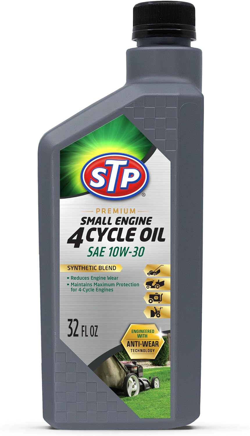 STP Premium Small Engine Oil - SAE 10W-30 Formula Reduces Wear for Lawnmowers & Tractors | 32 Oz