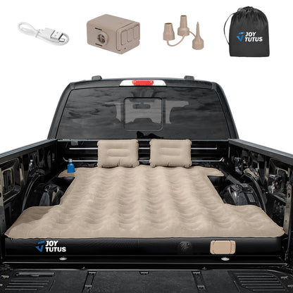 JOYTUTUS Truck Bed Air Mattress for 6.4-6.7Ft with Built-in Air Pump, Full Size Inflatable Mattress Short Beds for Outdoor Camping,with Carry Bag&Cup Holder