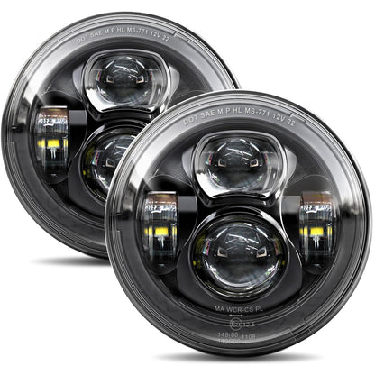 1000% Bright 7 Inch LED Headlights Round H6024 Compatible with Jeep Wrangler JK JKU TJ LJ CJ Ford Chevy GMC Miata etc High/Low Sealed Beam Headlamp Replacement DOT Approved Black 1 Pair