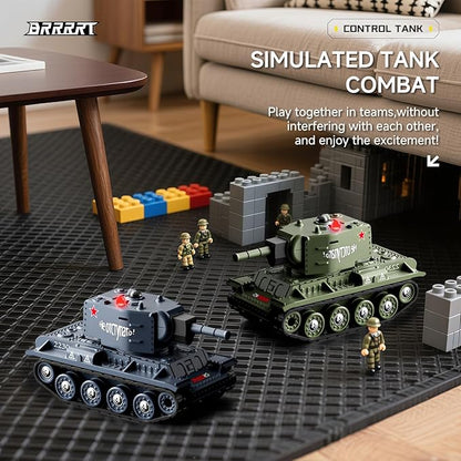 BRRRRT 1/64 RC Battle Tank SetRemote Control Military Vehicles with Infrared ShootRC Tank That Shoots with 330° Rotating Turret and Sound &amp Lighting for Kids Gift 8+