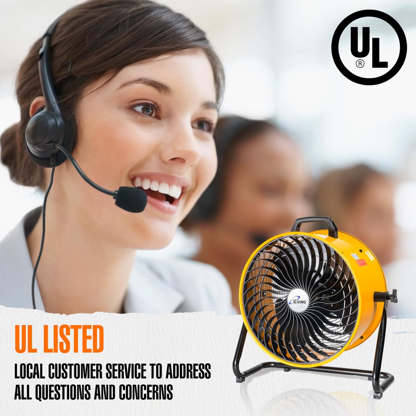 iLiving 18 in. Low Noise Turbo Fan 4019 CFM 3-Speed Portable Air Circulator for Shop, Office, Greenhouse, Home and Warehouse