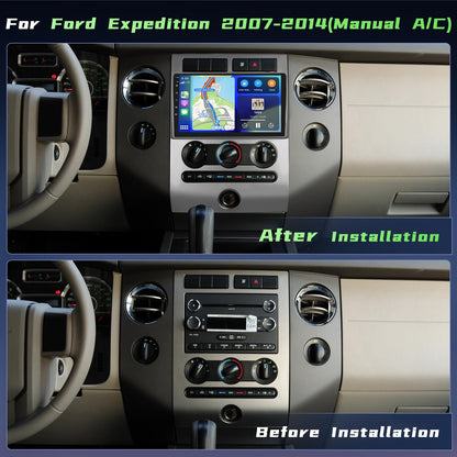 [4Core 64G] Android 15 Car Stereo for Ford Expedition 2007-2014(Manual A/C), Hikity 9'' Touchscreen Expedition Radio Wireless CarPlay Android Auto GPS Mirror Link 5G WiFi Bluetooth FM/EQ Backup Camera
