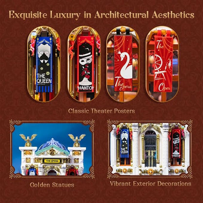 PANTASY Vintage European Grand Theater Building Set-Modular Model with Crystal Chandelier Transparent Dome&ampExpandable Street Scenes Retro Collectible Theater Architecture for Adults &ampHome Déc