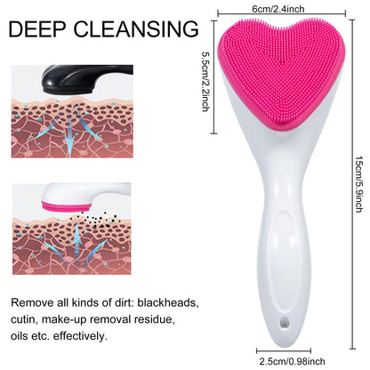 2 Pack Silicone Face Scrubber Exfoliating Brush, Manual Handheld Facial Cleansing Brush Blackhead Scrubber, Soft Bristles Waterproof for Face Skincare (Round-Pink)