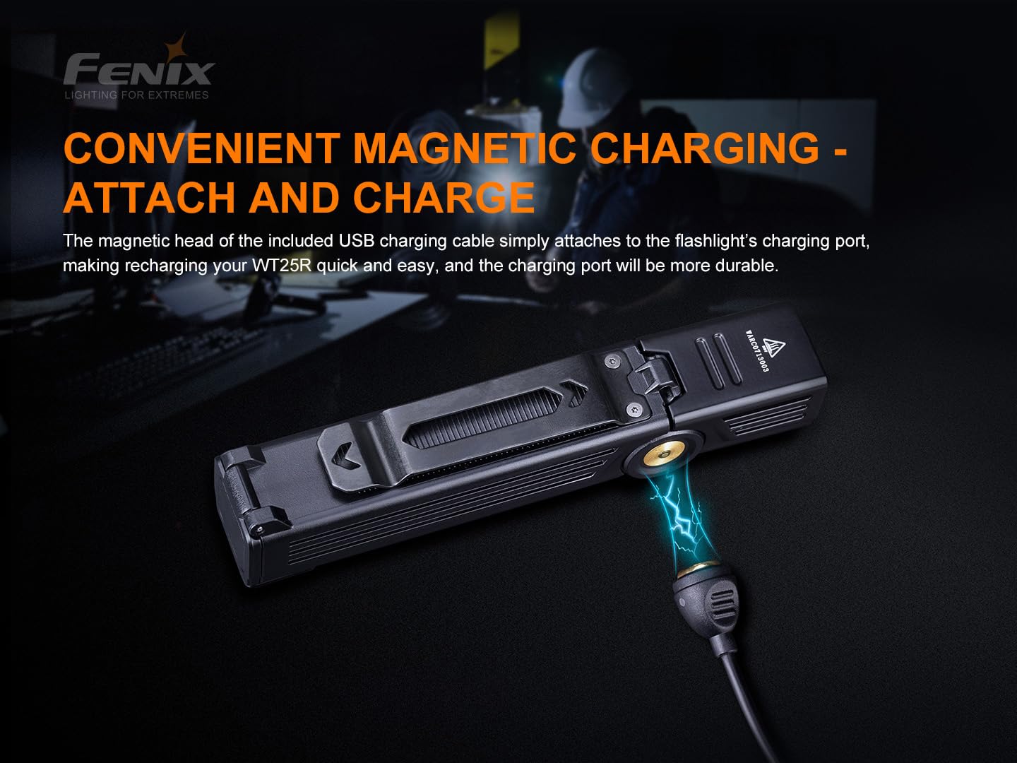 Fenix WT25R 1000 Lumen Rechargeable Handheld Worklight Magnetic Pivoting Flashlight with Organizer