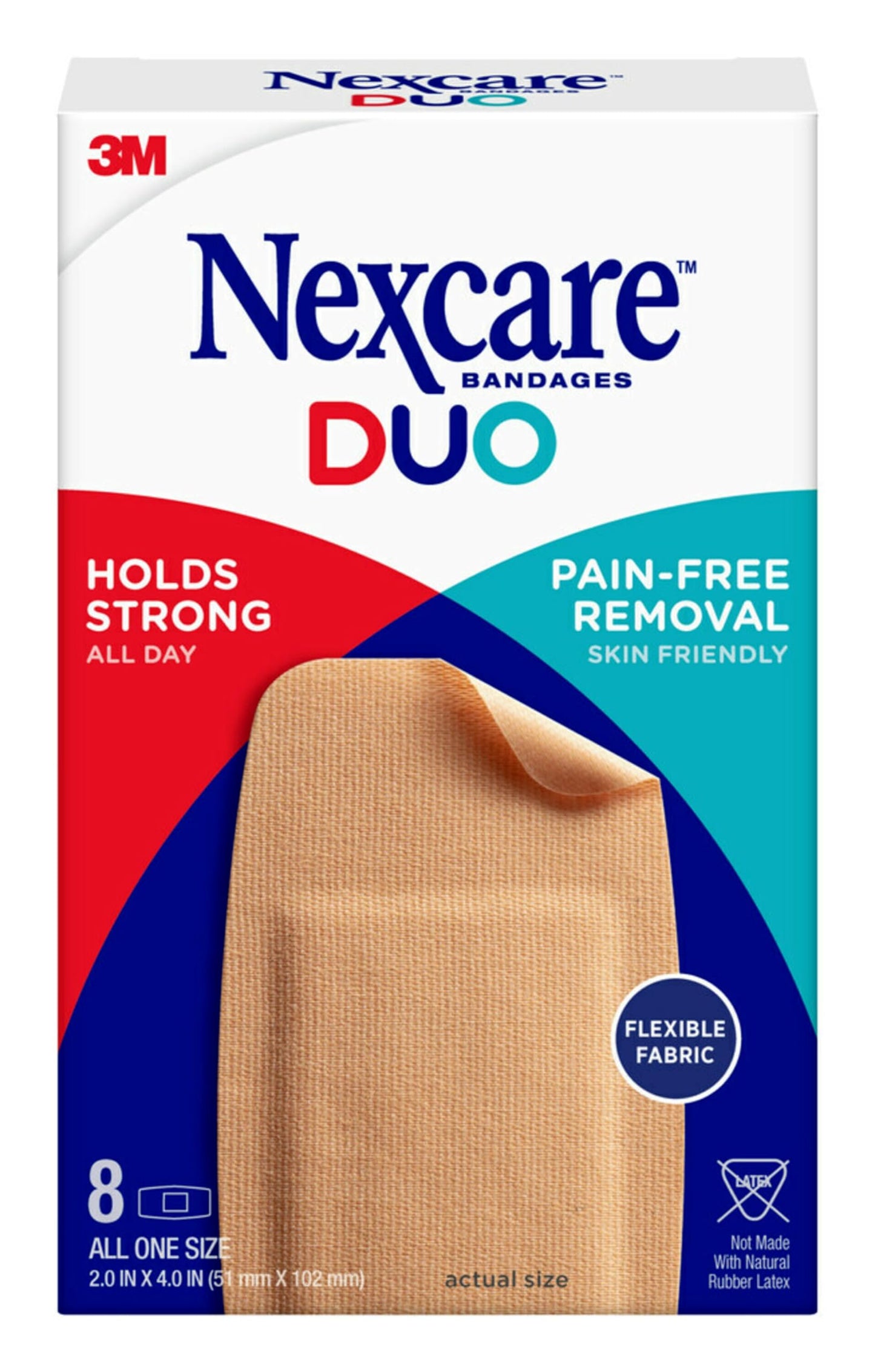 Nexcare DUO Bandages, Flexible Fabric, Summer Activities, Schools, Camps, Hold Strong 24 Hours, Pain Free Removal, Ready For Summer Cuts, And Wounds, Case Of Knee And Elbow, 192 Count