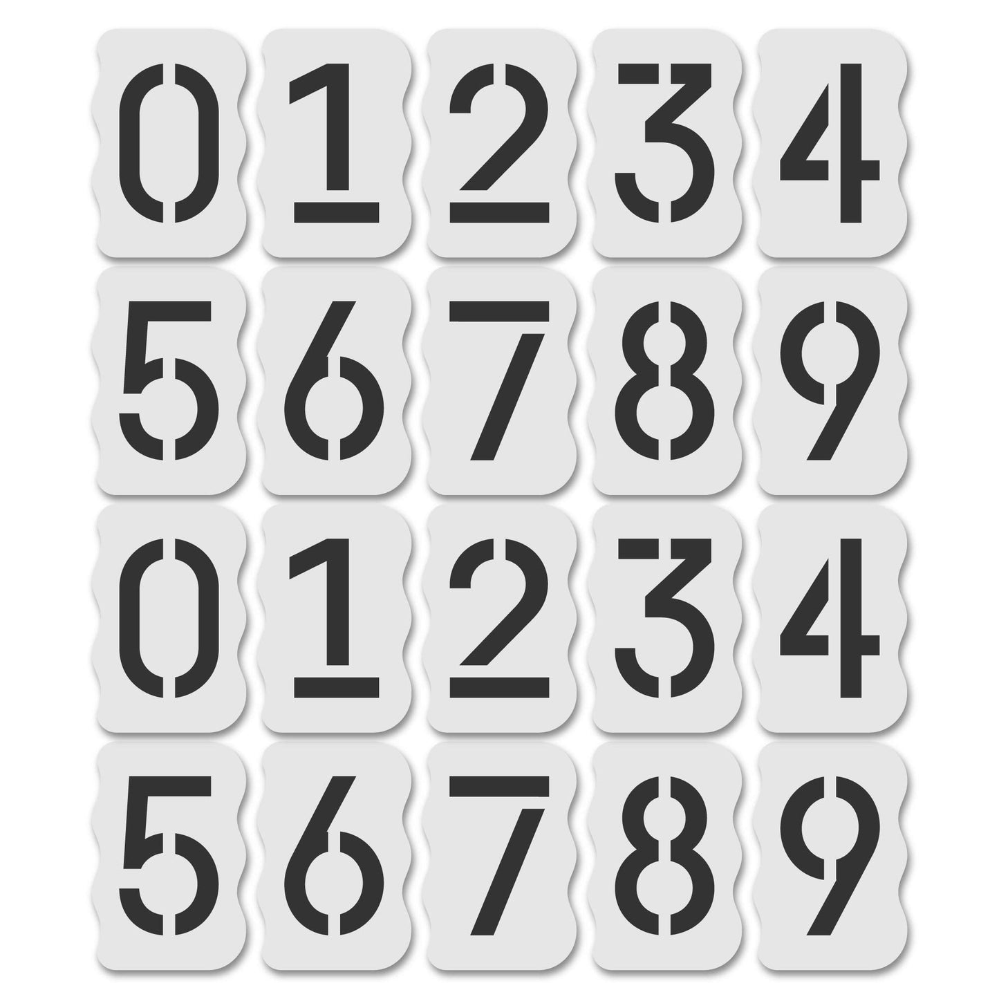 Curb Stencil Kit for Address Painting – Includes All Numbers, 4-Inch Durable & Reusable Plastic Stencils for Sidewalks, Pavement, and Industrial Use (2 of Each, Classic Font)