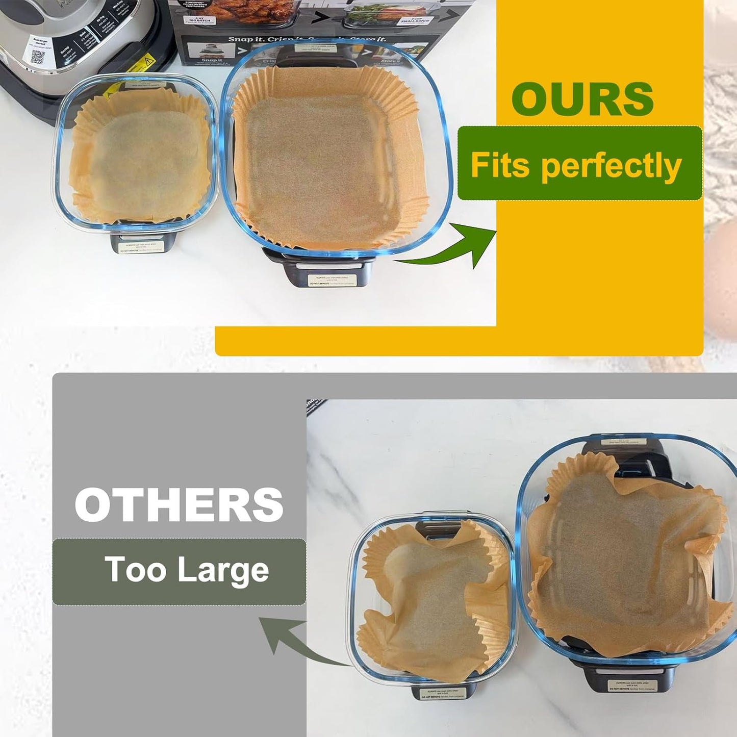Ninja Crispi Air Fryer Liners - Non-Stick Disposable 125 Pcs for 4-in-1 Portable Cooking System