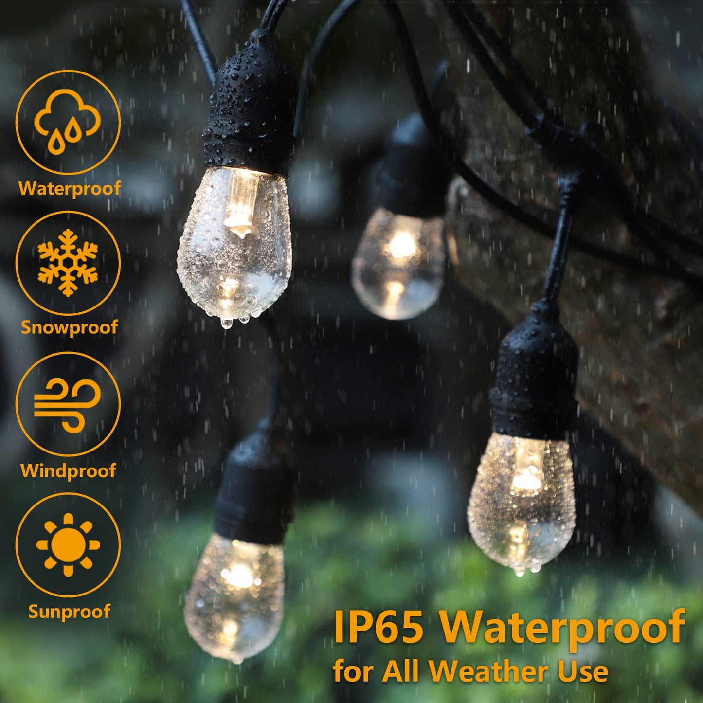Mlambert 144Ft(3x48ft) 3-Color in 1 48Ft Remote LED Dimmable Outdoor String Lights, Plug-in 2700K/4000K/5000K Waterproof Light for Patio Backyard