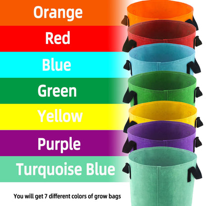 Biotolot 15-Gallon Fabric Grow Bags (7 Pack of Mix Colors) with Handles for Potato Tomato Flower and Vegetables